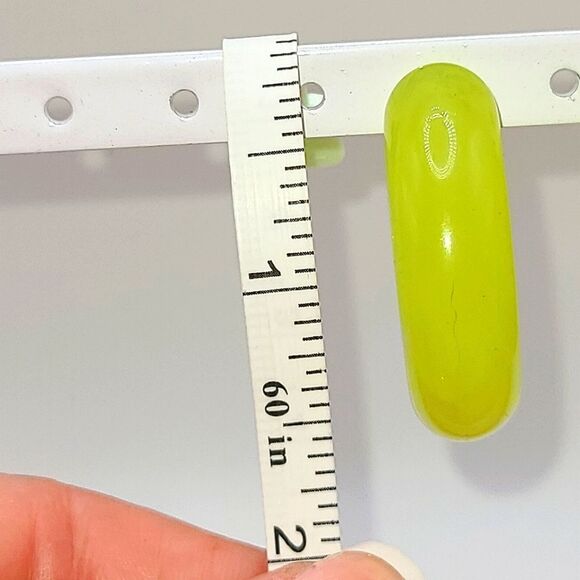 Lime Green Acrylic Hoop Earrings - Picture 2 of 4